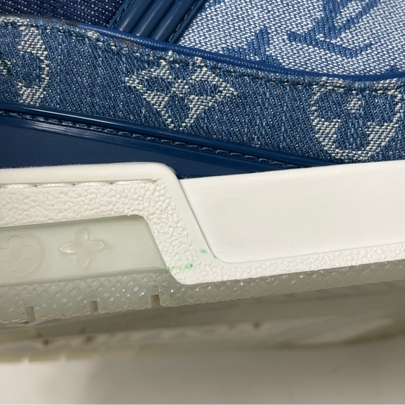 LOUIS VUITTON LV TRAINER SNEAKER DENIM BLUE WHITE SIZE 37 - Picture 13 of 14